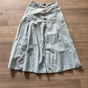 Light Blue Button-Front Denim Skirt